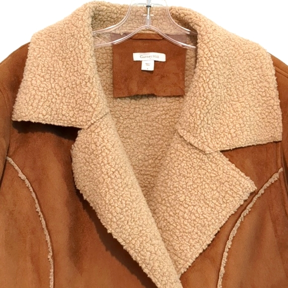 Garnet Hill tan faux sherling coat size large - Picture 3 of 12